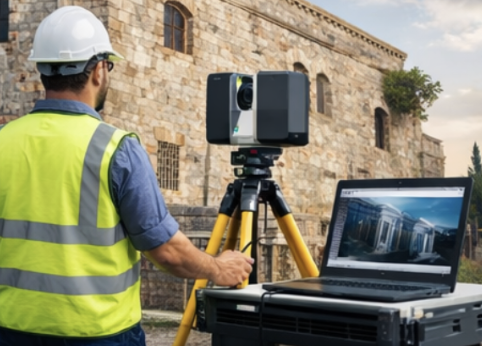 service-1 Hombre obteniendo modelos precisos mediante escaneado láser 3D para análisis y documentación técnica.